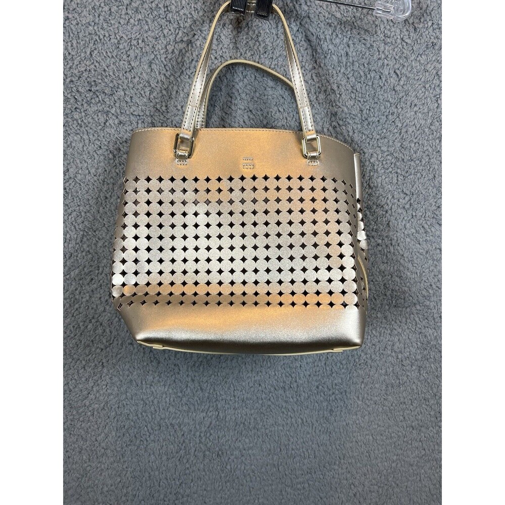 Karen Millen Perforated Large Tote Metallic Gold  Authentic